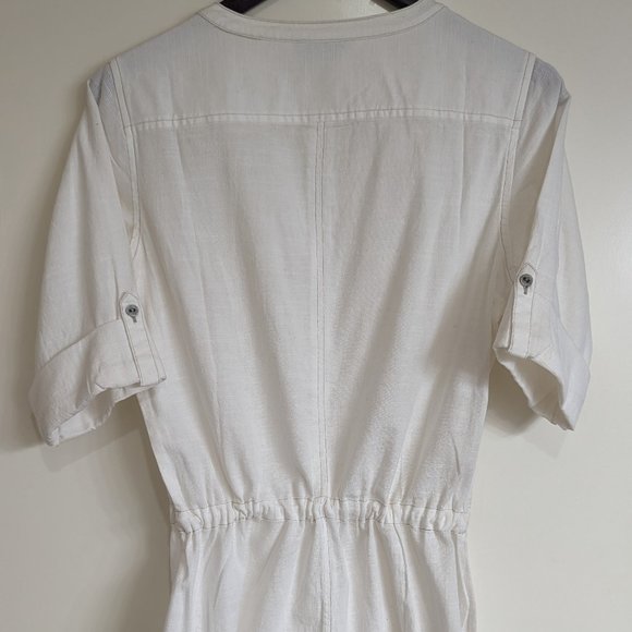 Royal Robbin’s White V-Neck Roll Sleeve Drawstring Waist Dress - Medium - Picture 10 of 13